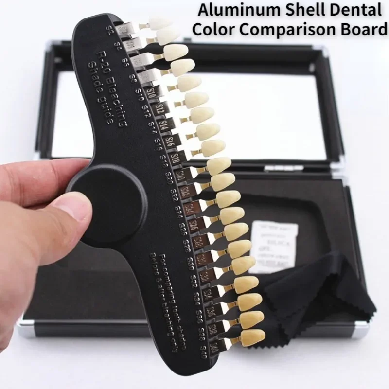 Aluminum Shell Dental Color Comparison Board 20-color Tooth Whitening 3D Set Whitening Oral Porcelain Color Card With Mirror New