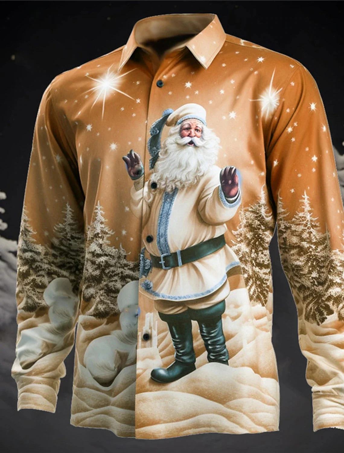 Chemise Imprimée de Père Noël à Manches sulfpour Homme, Haut de Gamme, Classique, à la Mode, pour Jeux de Rue, Fêtes, Social