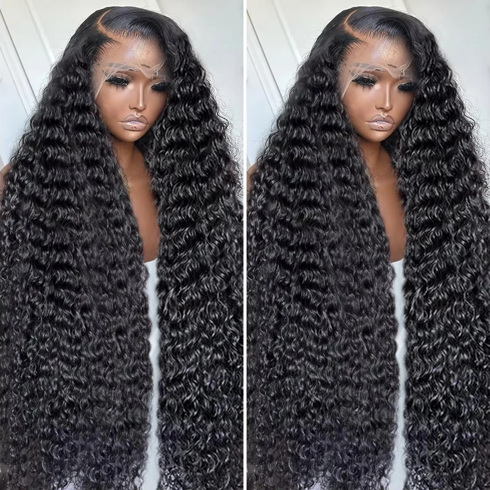 40 Inch Curly 13x4 13x6 HD Transparent Lace Frontal Wig Brazilian Remy 360 Loose Deep Wave Human Hair Lace Front Wigs For Women