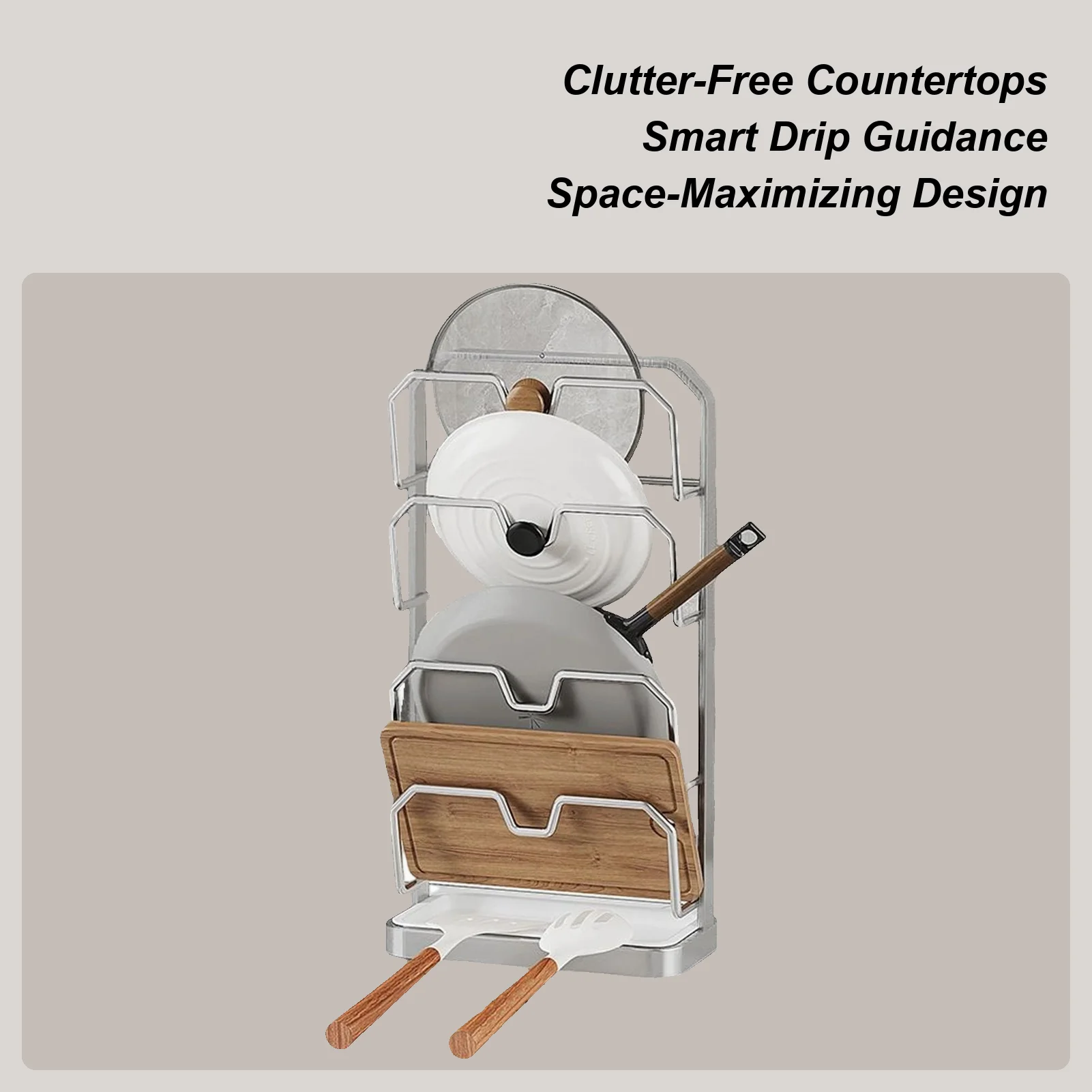 

Органайзер с крышкой кастрюли, подставка для крышки кастрюли, компактная стойка для кастрюли, верхняя стойка для кухонной столешницы, обеденный ресторан, шкаф, раковина, кладовая, дома