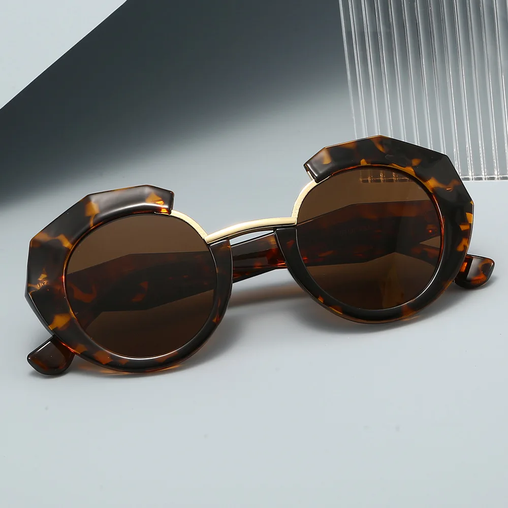 

2025 Retro Round Punk Women Sunglasses Y2k Quality Leopard Fashion Gradient Lens Sun Shades UV400