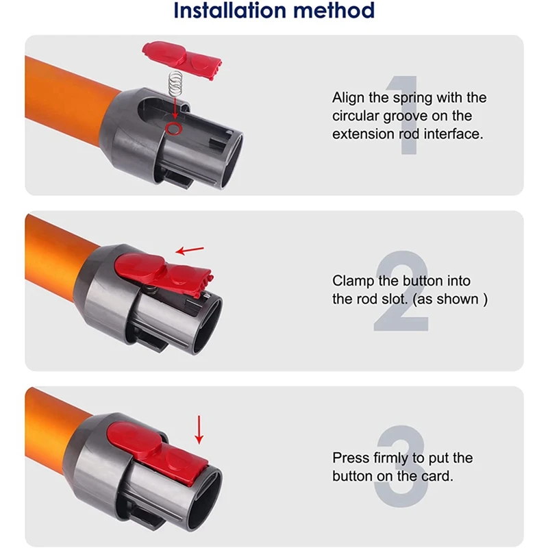 Aspirador Botão Interruptor com Primavera, Clipe de Cabeça, Botão Tab, Ajuste para Dyson V7, V8, V10, V11, V15, 2 pcs