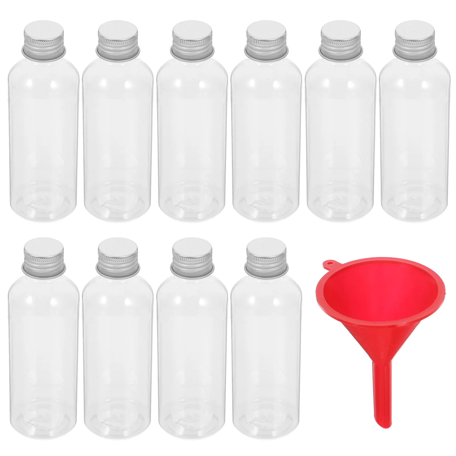 

10Pcs Leak Proof Plastic Bottles Clear Small Containers with Metal Cap for Travel Liquids Refillable Dispensing Storage Solution