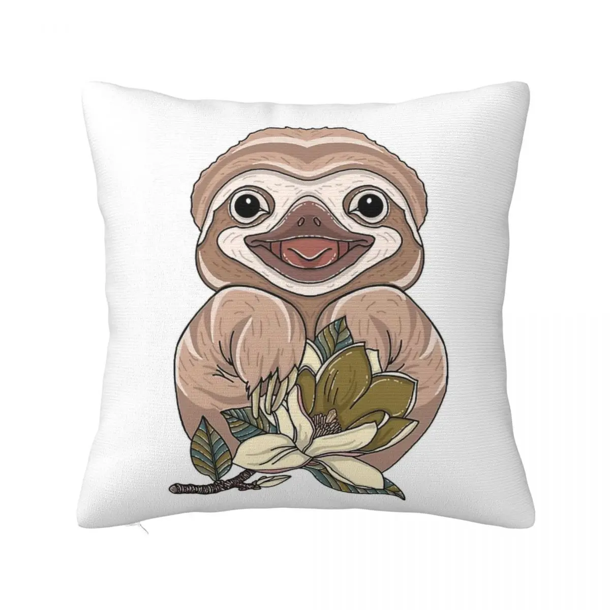 Sloth Bear White Square pillow