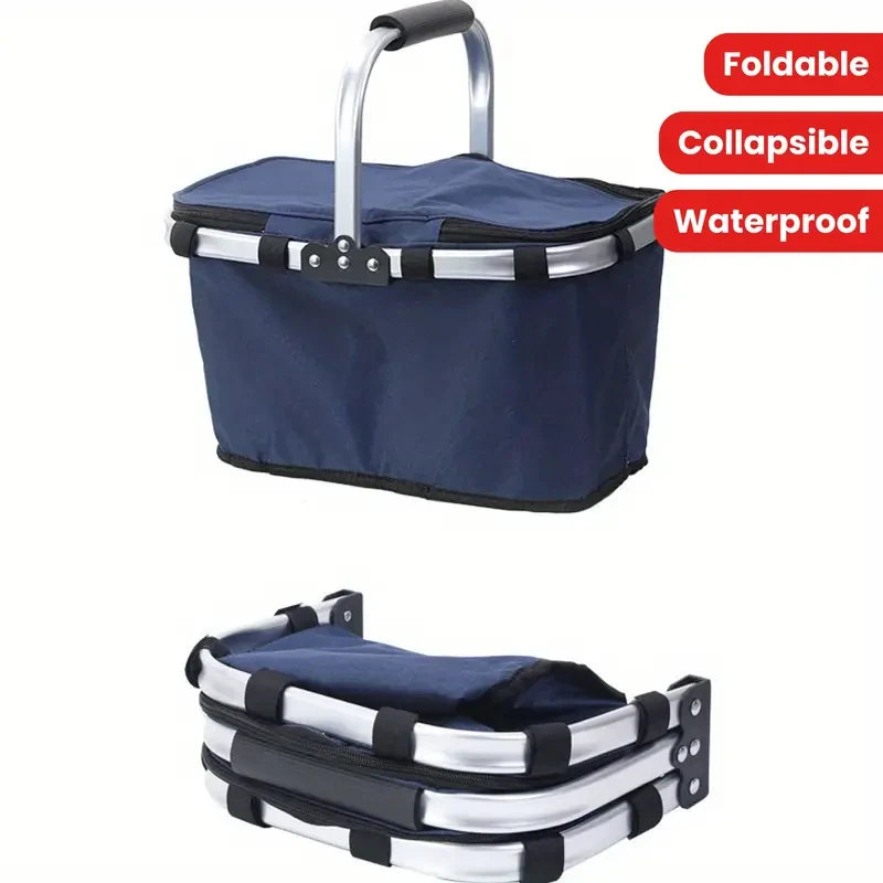 

Outdoor picnic basket, cooler pack, foldable insulated bag, portable shopping basket, bento box, fast food, takeaway, insulated.