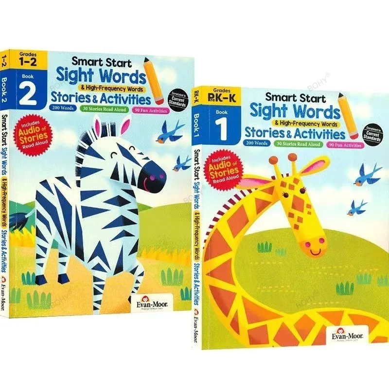 2 Books Evan Moor Smart Start Sight Words English Enlightenment Textbook Workbook Exercise Early Education Full Color Age 3-7