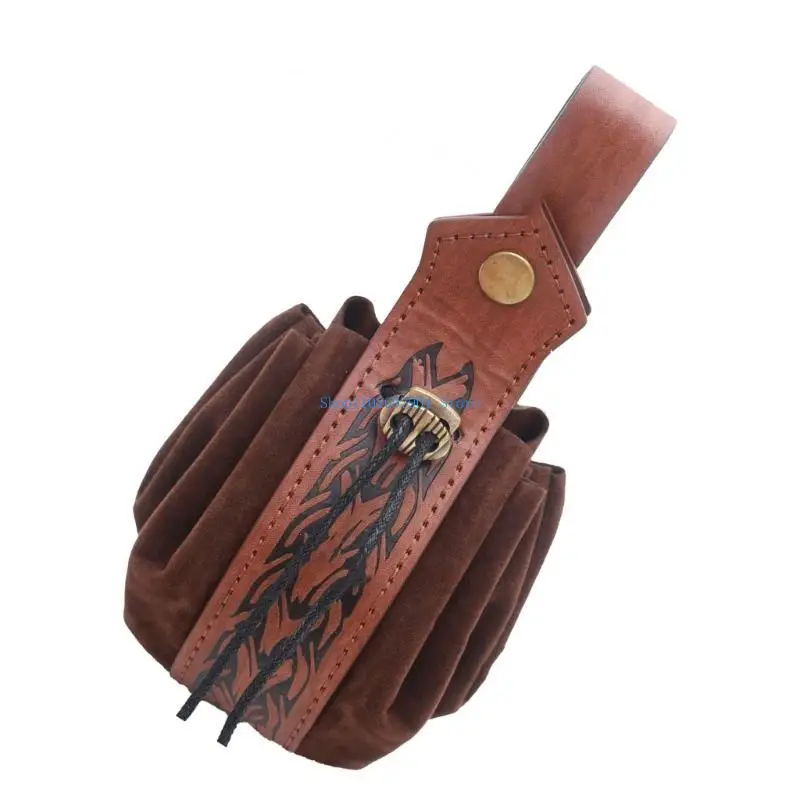 N7YF Draw String mittelalterlicher Cosplay -Münzbeutel, mittelalterliche Leder -Seitenbeutel für Themenpartys