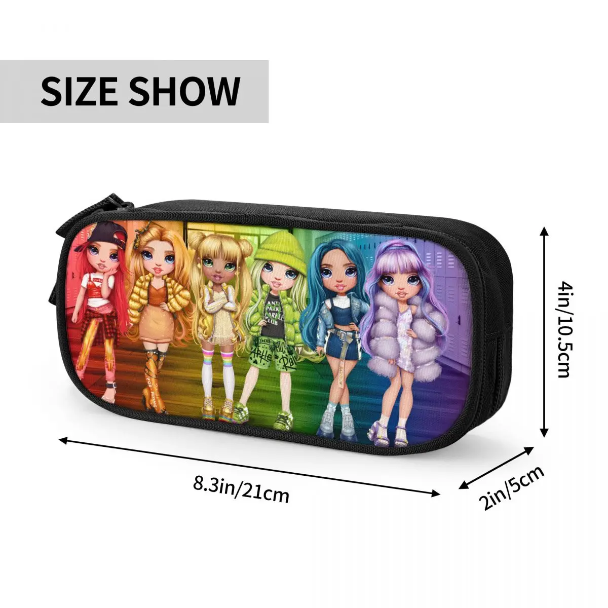 Imagem -06 - Rainbow High Cartoon Pencil Case Boneca Pencil Pouch Pen para Estudantes Grandes Bolsas de Armazenamento Papelaria Escolar Presentes Novo