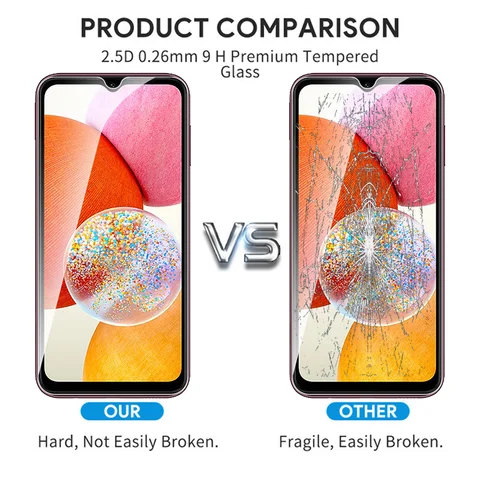 4 шт., чехол из закаленного стекла 9H для Samsung Galaxy A14, защитное стекло для Samsung Sumsung A54 A34 A14 A24, защитная пленка для экрана