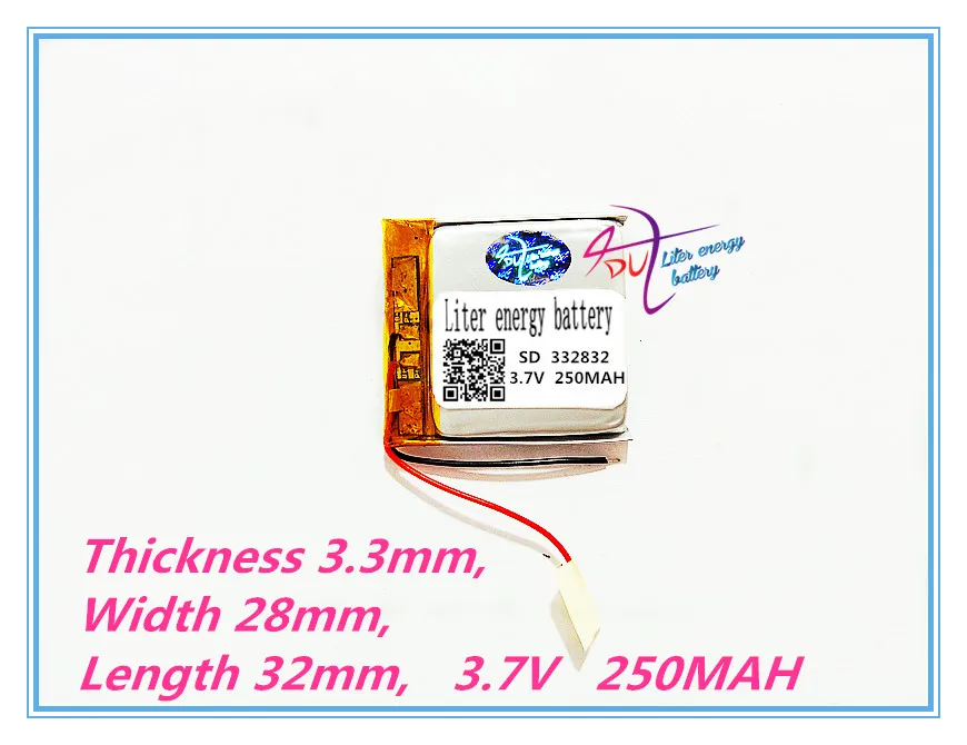 

332832 3,7 V 250MAH литий-полимерная батарея GPS устройство записи вождения MP3 MP4 MP5 аккумуляторная батарея для записывающего устройства
