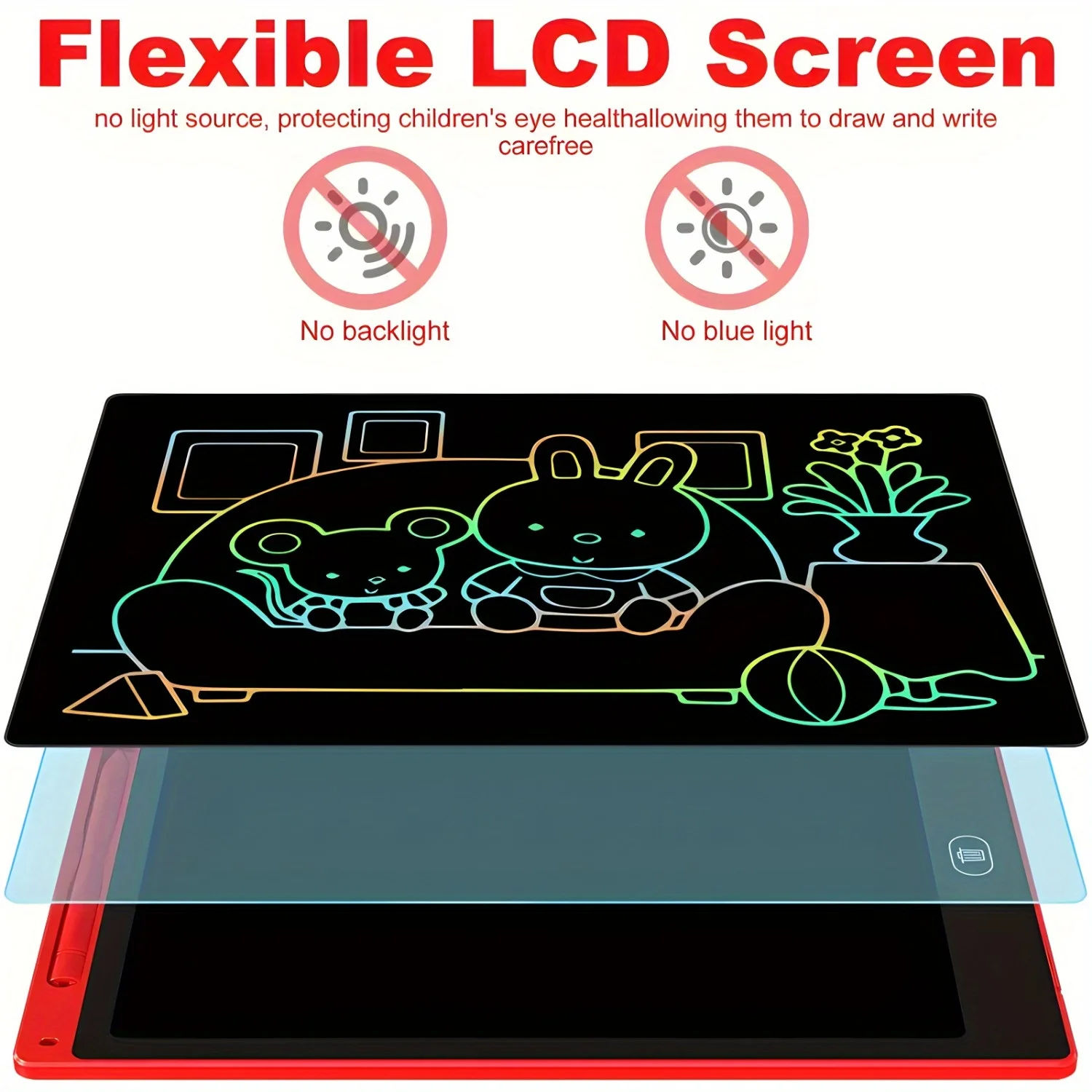 20pcs 12-inch LCD writing and drawing board, eye protection screen, smooth writing, one key to clear, reusable。 stem toys