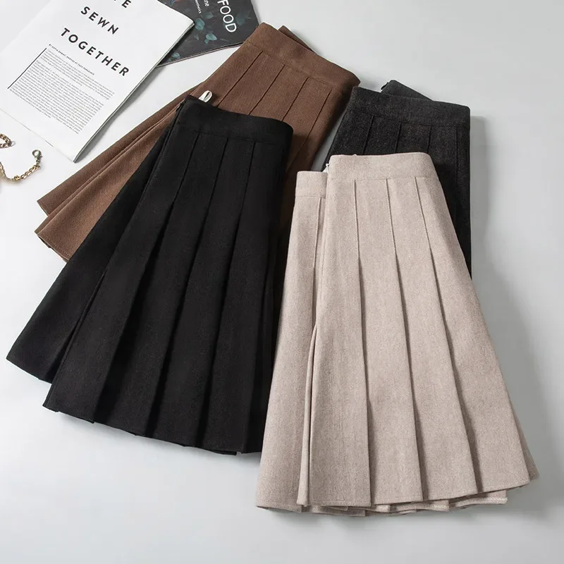 Pleated Skirt Winter Clothes Woman Fashion 2024 Falda Corta Mujer Korean Style Brown Falda School Uniform Girls Black Mini Skirt