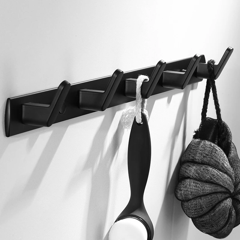 3-Hook Wall-Mounted Black Coat Rack Row Hooks For Kitchen And Bathroom Wardrobe Fitting Rooms