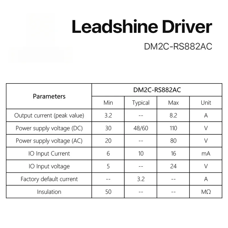 Драйвер шагового двигателя DM2C-RS882AC Nema 34, 2-фазный привод и управление, встроенный 3,2-8,2 А, 20-80 В переменного тока, 30–110 В постоянного тока для ЧПУ