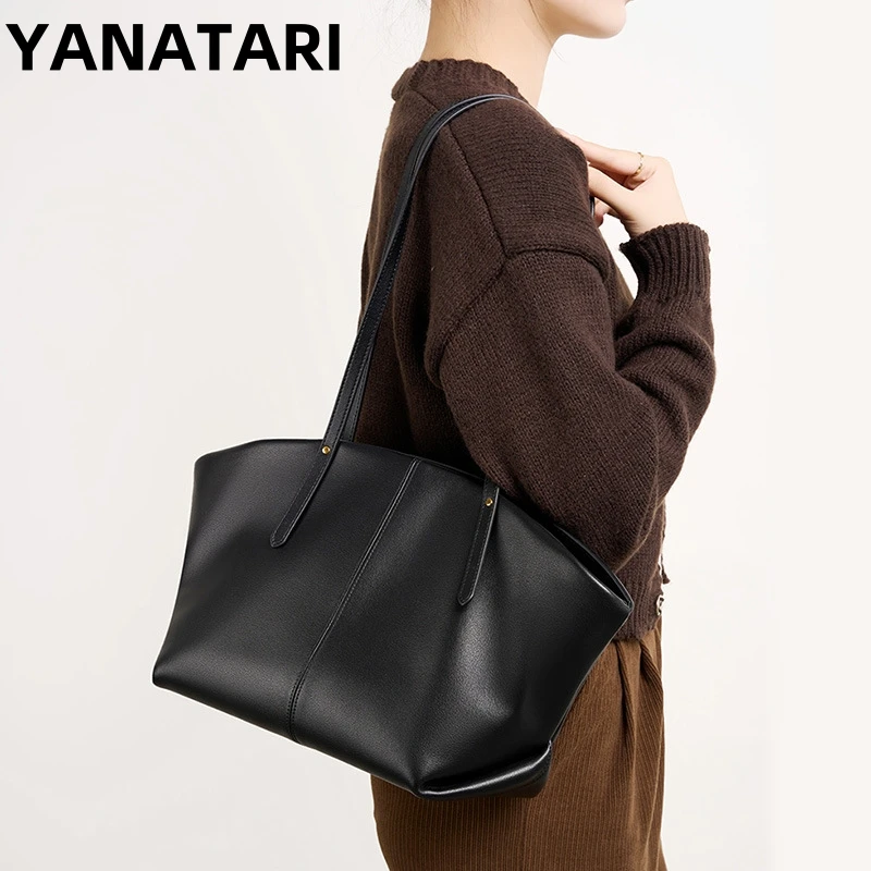 Large Capacity soft leather Luxury Tote Bag Women\'s Shopping shoulder Bag Genuine Leather Fashion Handbag Underarm Bag Cowhide