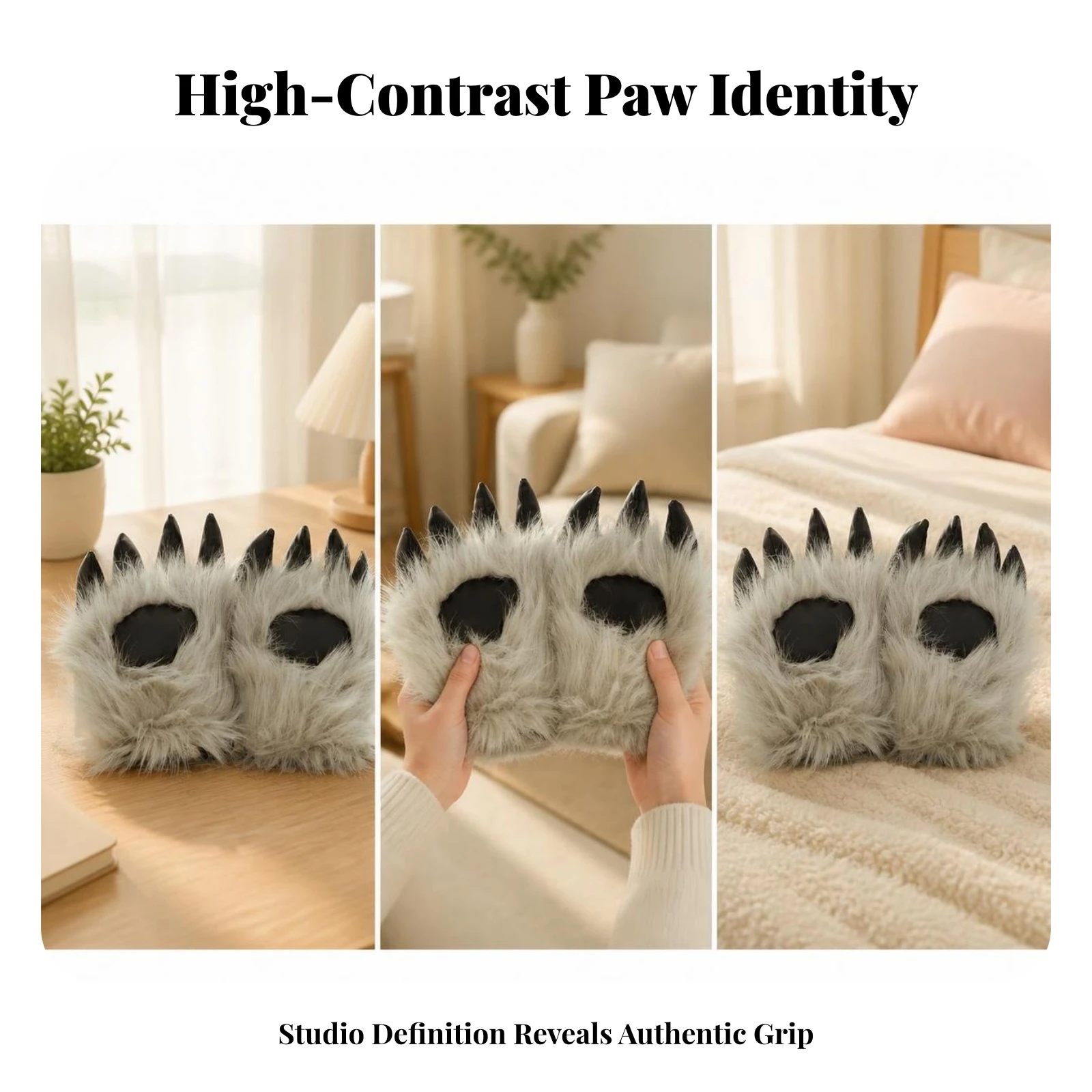 Bear Paw Gloves Cute Paw Mittens with Claws Furry Animal Paws Soft Warm for Cosplayers, Cosplay, Halloween