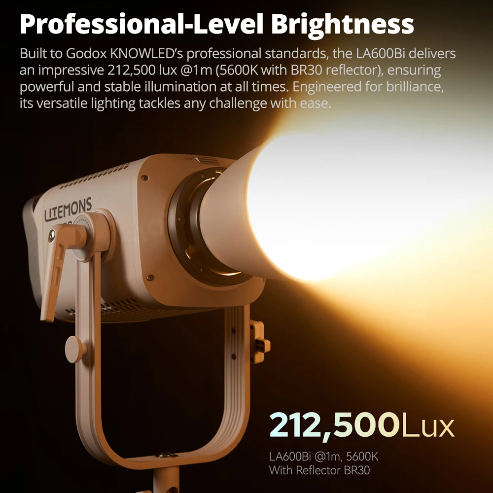 تدعم مصابيح الفيديو Godox LA600R وLA600BI 600w RGB بالألوان الكاملة LED COB أوضاع متعددة بما في ذلك HSI/RGBW/GEL/FX