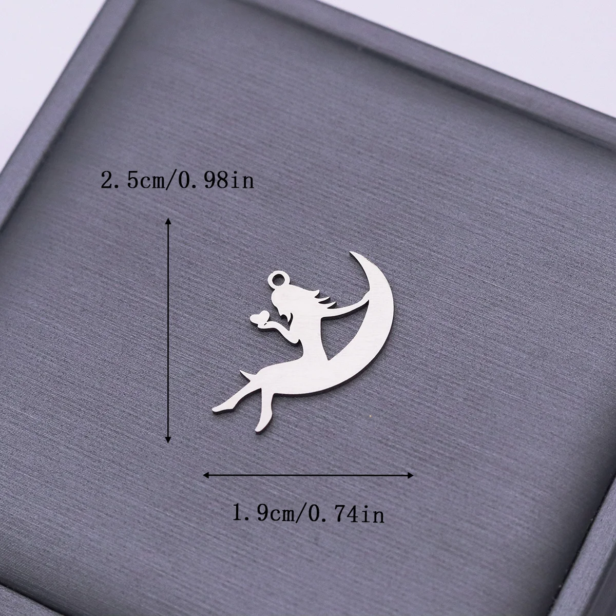 3pcs Stainless Steel Fairy Girl On Crescent Moon Charms Pendant For DIY Earring Necklace Jewelry Making Craft Accessory Supplies