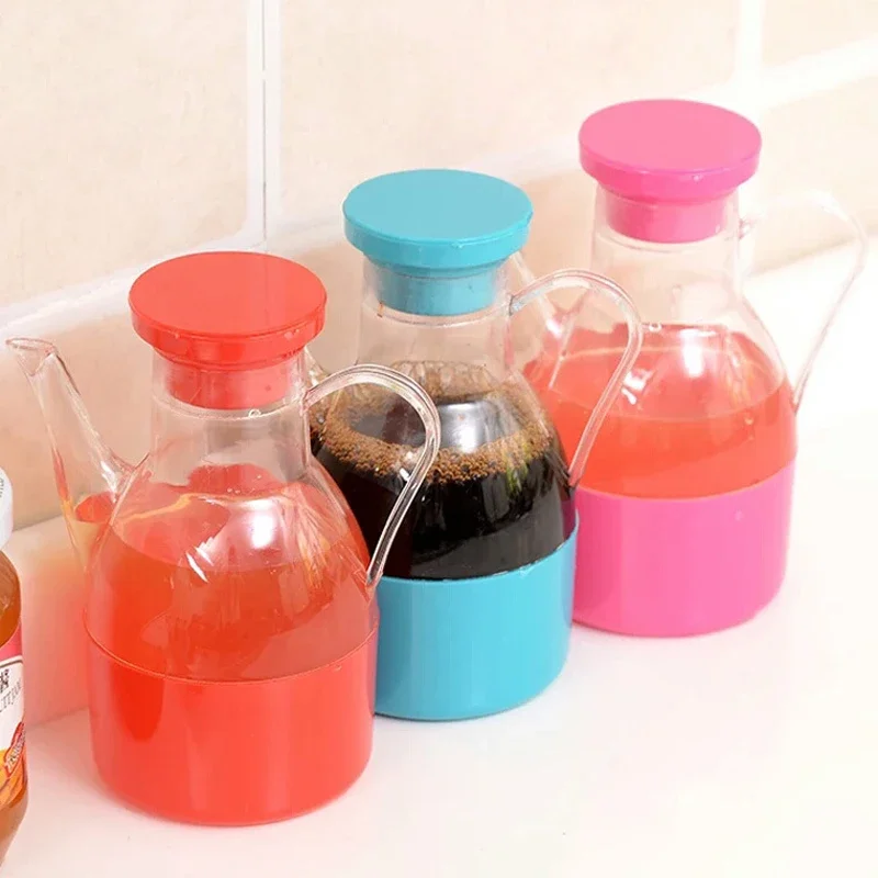 Transparent Gravy Boats Leakproof Oil Can Bottle Condiment Dispenser Plastic Soy Sauce Vinegar Container Pot Kitchen Accessories