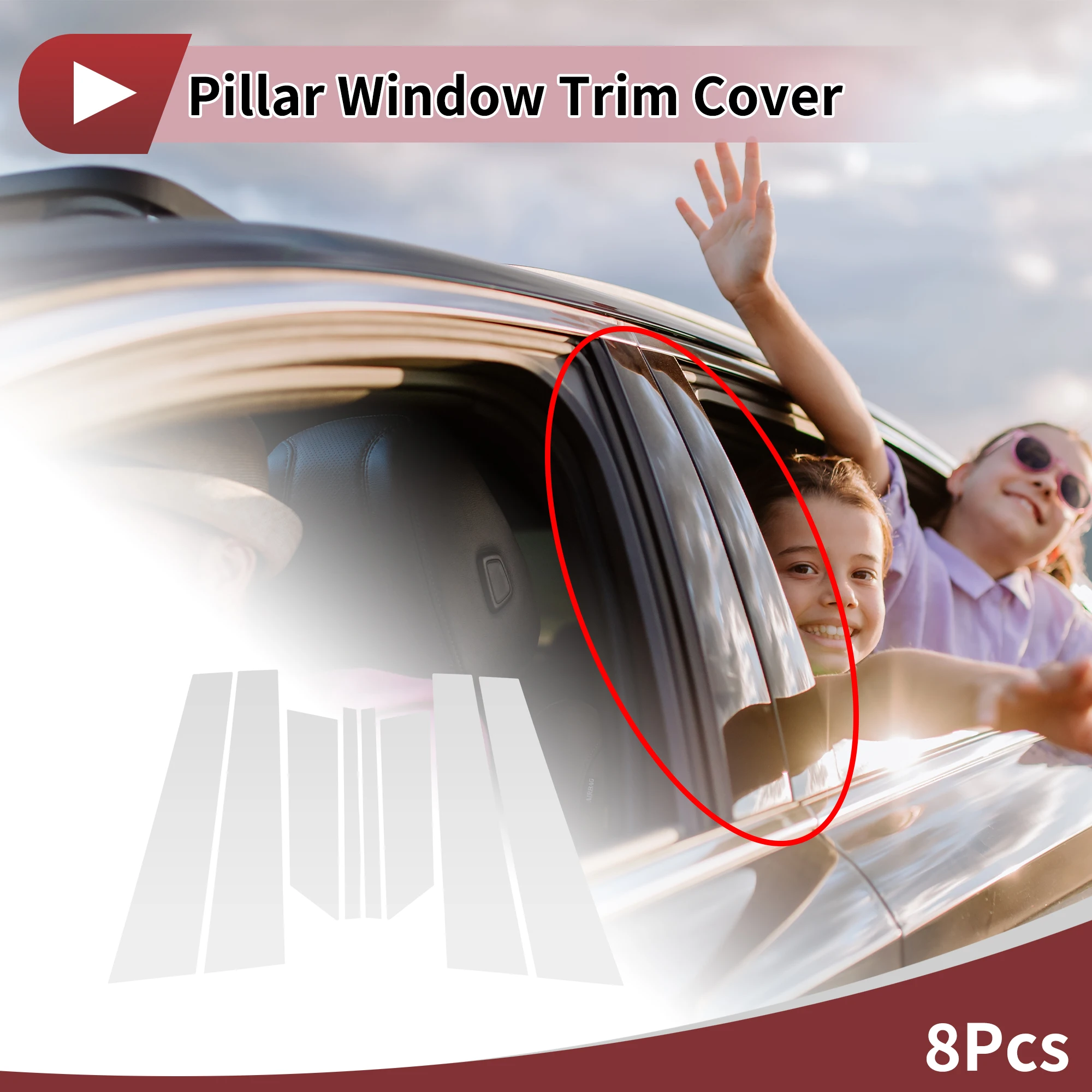 

UXCELL Front Rear Left Right Door Pillar Window Trim for MG MG5 20-23 Silver Tone 8 Pcs