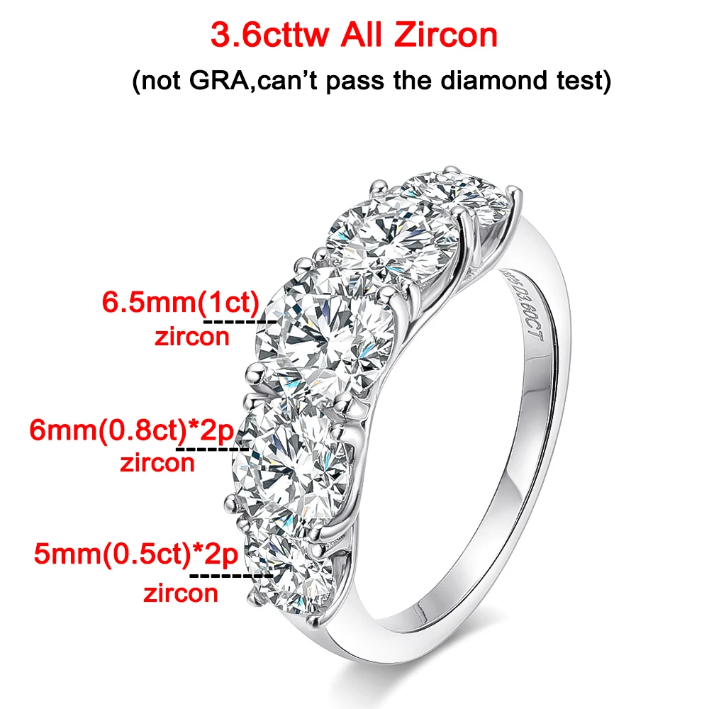 ROBUKF 5-Stone Engagement Ring Moissanite 925 Silver 4