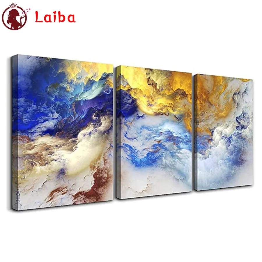 DIY Diamond Painting Abstract artistic colorful cloud landscape Full Square Diamond Cross Stitch sets Mosaic Handmade Giftx3pcs