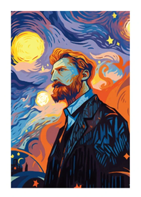 

500 PCS Jigsaw Puzzle Vincent Van Gogh Self-Portrait with Starry Night Diy for Adults Beginners , Gifts Home Decoration Games