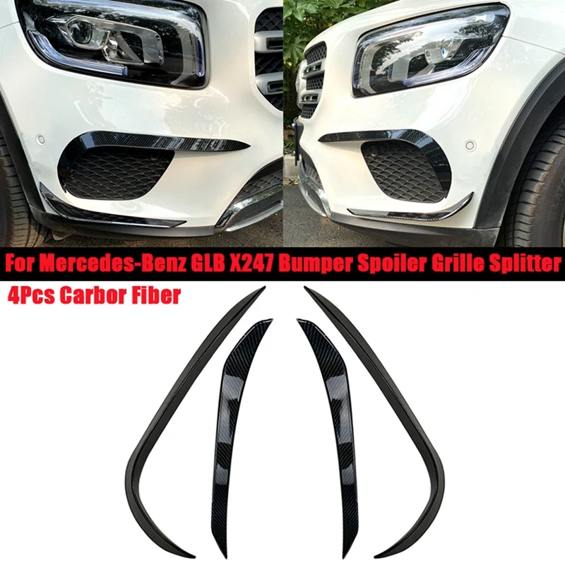 

4Pcs Car Front Bumper Spoiler Grille Splitter Cover For Mercedes-Benz GLB X247 GLB180 GLB200