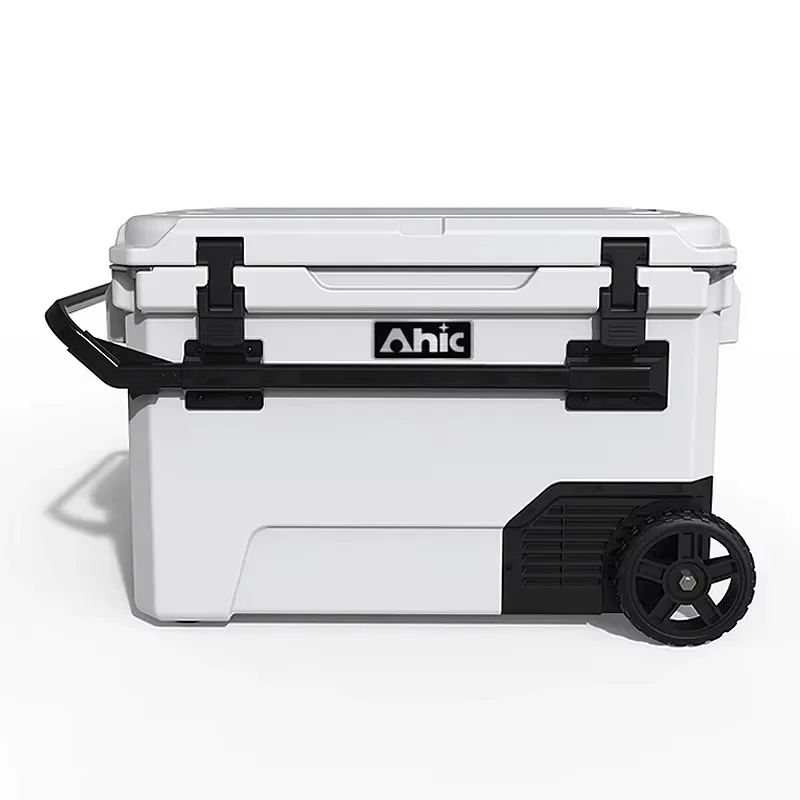 Portable 12V 55-Quart Electric Car Refrigerator Outdoor Solar Storage Cooler Box with Compressor Freezer Cooling Mode for Travel