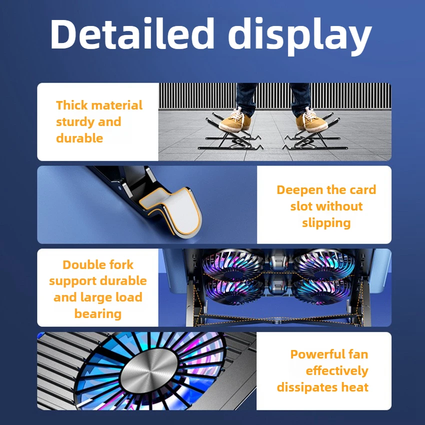 Notebook Radiator Heightening Folding Laptop Portable Heat Dissipation Bracket RGB Aluminum Alloy Laptop Stand Laptop Cooler
