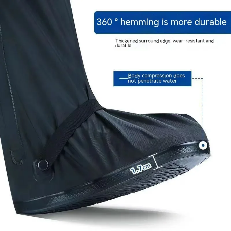 Rain Boot Shoe Cover Black Waterproof with Reflector High Top Clear Shoes Reusable Motorcycle Cycling Bike Rain Boot Shoe Covers