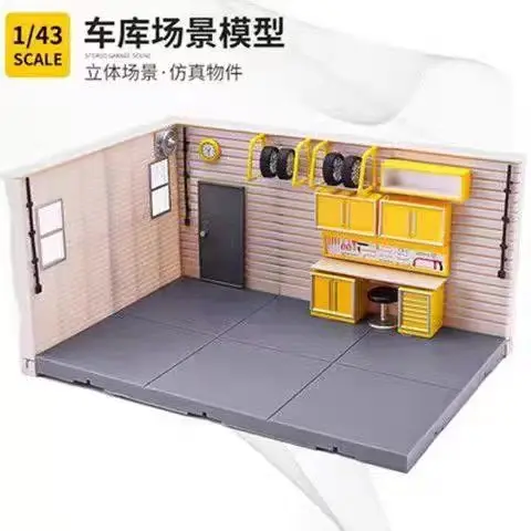 

1/43 New Arrival Special Price Die-cast Plastic Car Repair Service Shop Assembly Model Scene Ornament Toys For Children