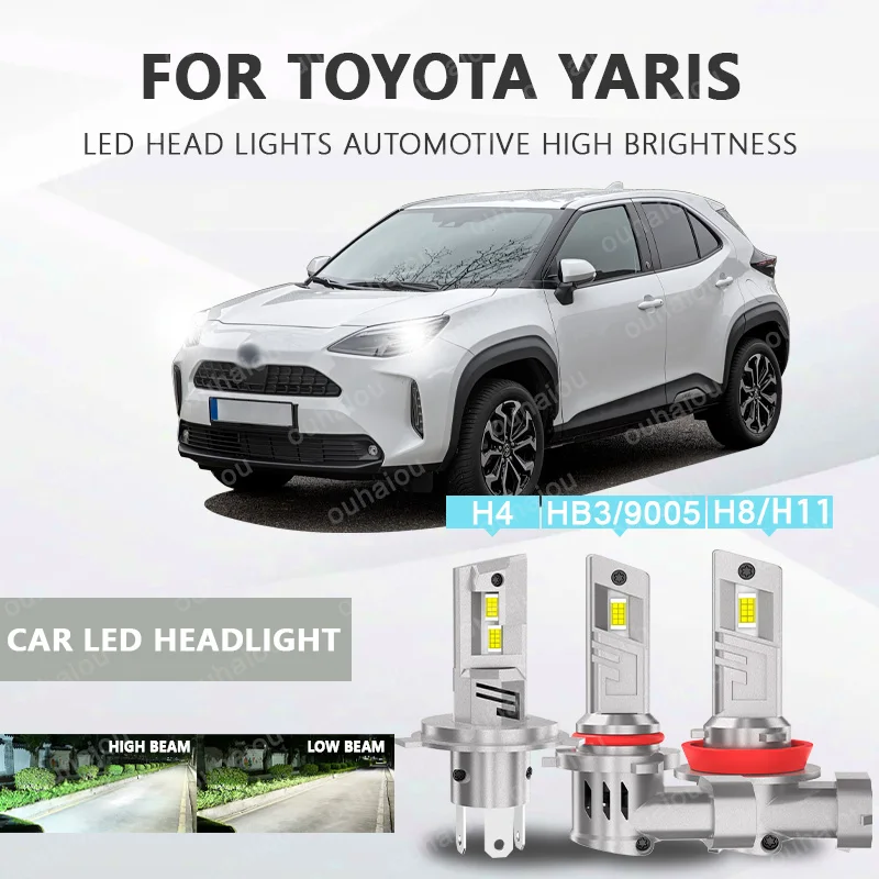 

For TOYOTA Yaris 2PCS H4 H8H11 Light LED Chips Head Lamp HB3(9005) 9012 Fog Lights Bulb Accessories with heat sink