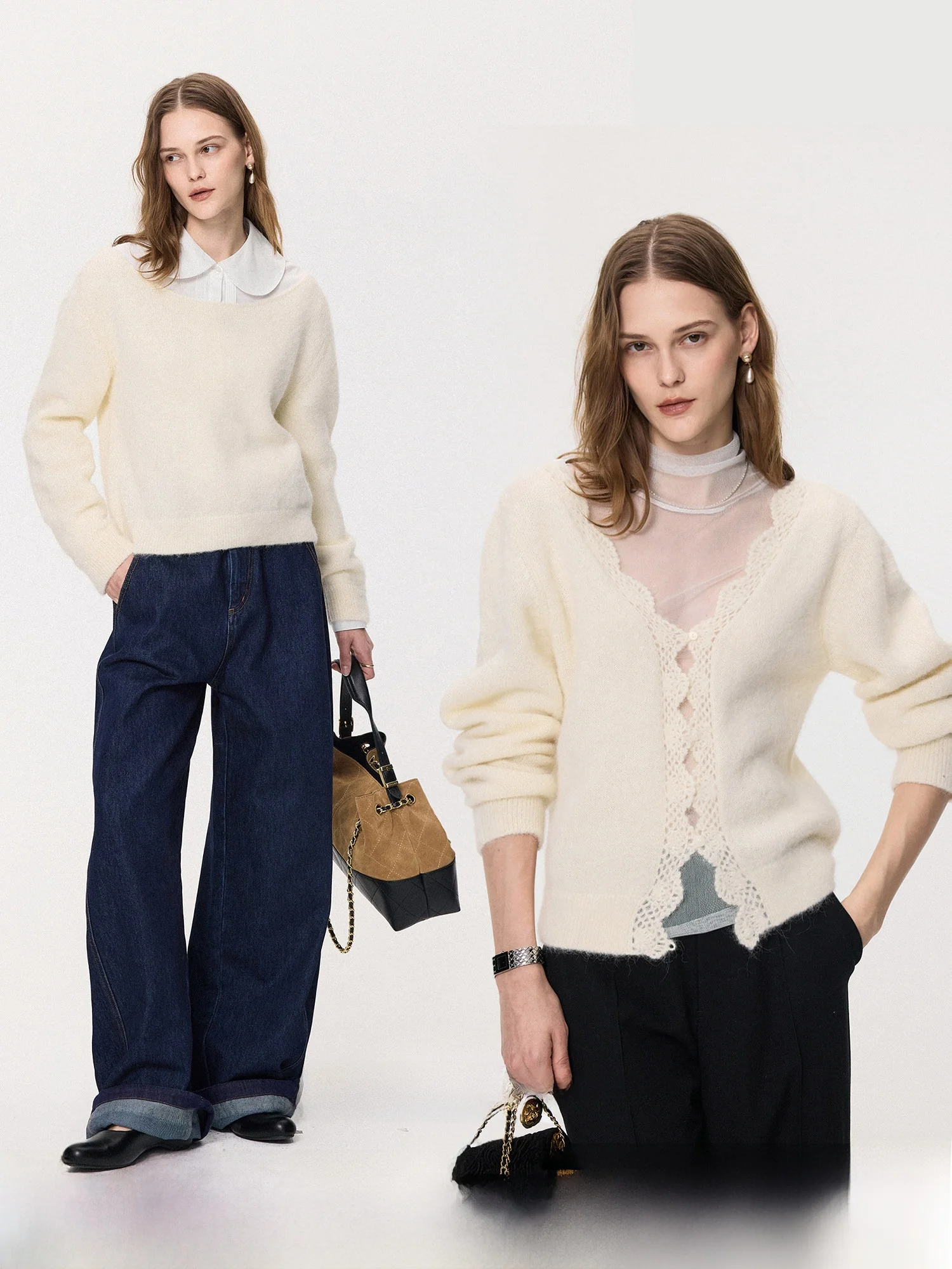 

SMORE RIVERS Шелковый кардиган из альпаки ручной работы с цветочным узором, двусторонний, мягкий, для повседневной носки, стандартной длины, женская вязаная одежда