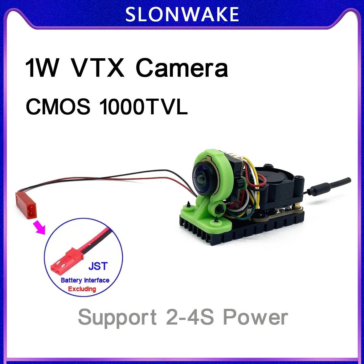 SLONWAKE 5.8G 48CH 100/200/400/1000mW adjustable VTX transmitter and CMOS 1000TVL Starlight microphone fpv camera use for RC