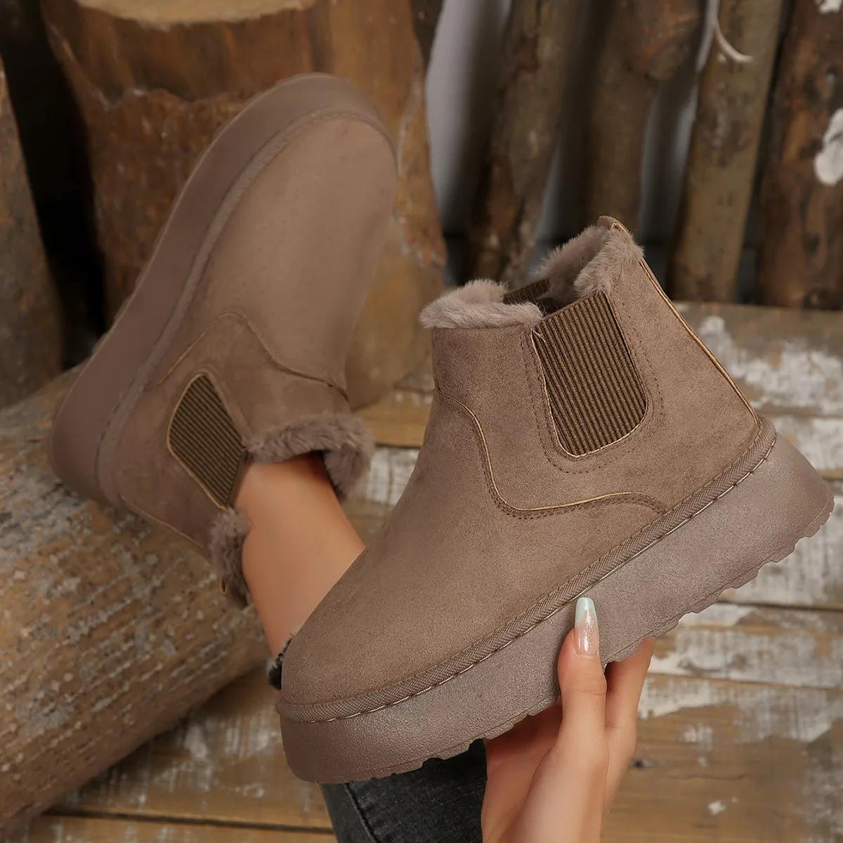 Botas UltraChunkyPlatformStyleXL Botas isoladas extra largas Botas de lã ultra pelúcia Calçado de couro resistente à água