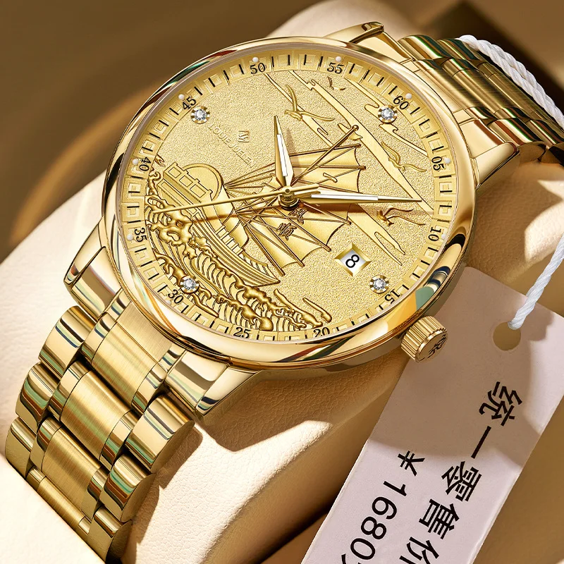 

Новые роскошные золотые автоматические механические часы, мужские водонепроницаемые светящиеся классические мужские часы из нержавеющей стали, модные наручные часы с датой
