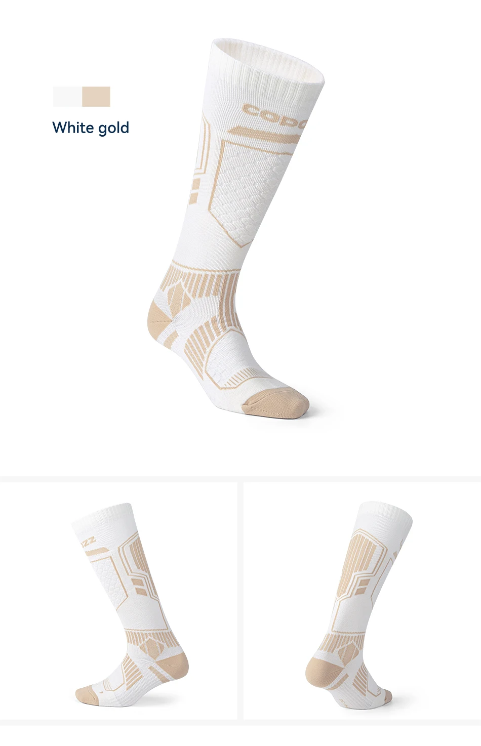 COPOZZ Skisocken aus Merinowolle für Herren und Damen, Outdoor-Wandersocken, verdickt, warm, schweiß, schnell trocknend, kniehoch, lange Socken, Snowboard – Detail 12