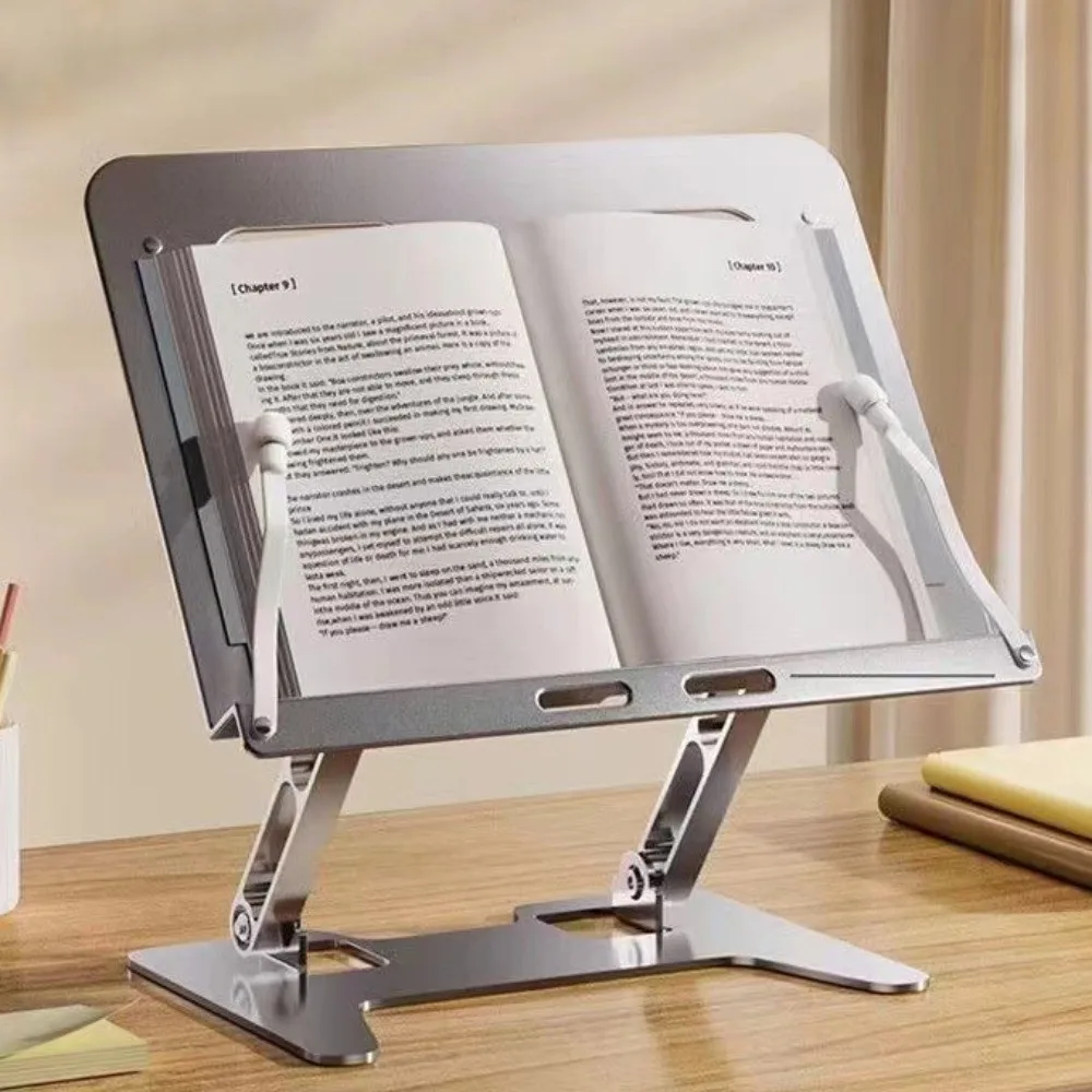 Portable Adjustable Angle Reading Bookshelf Support with Clip Book Holder Tray Stable Metal Reading Bracket Note-taking