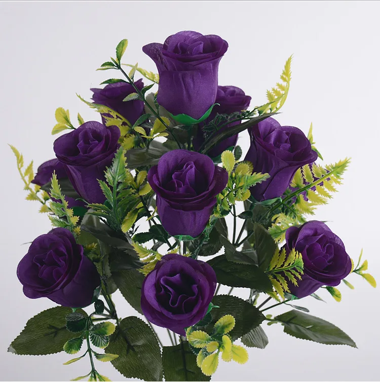 43 cm Rosen-Seidenstrauß, künstliche Rosen, 12 Köpfe, Braut, Hochzeit, Zuhause, Party, Dekoration, künstliche Blumen, künstliche Blumen – Detail 5