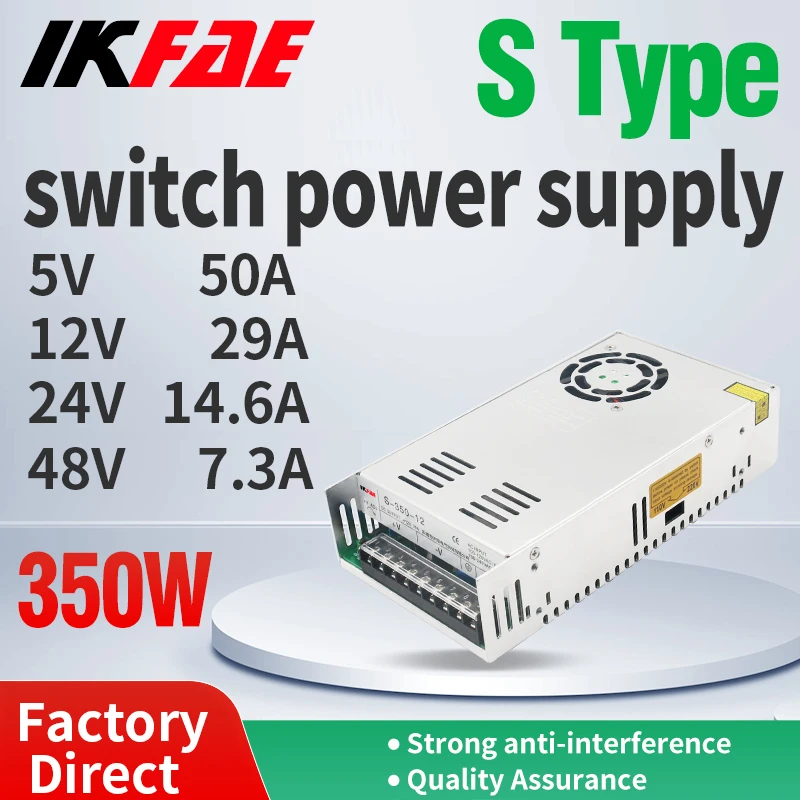 

SMPS Adjustable Switching Power Supply, Overvoltage Protection, Mini Size AC, DC Converter 350W output 5V 12V 24V 48V