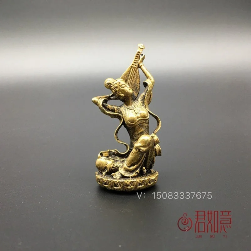 

Bronze Dunhuang Rebound Pipa Girl Small Ornament Solid Bronze Flying Apsaras Dancer Bronze Handle Piece Bronze Antique