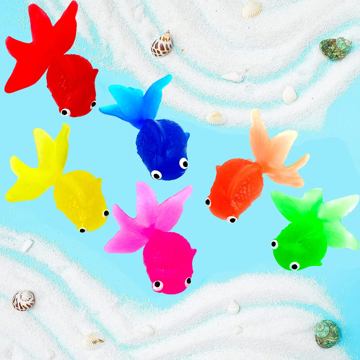 5PCS Simulation Goldfisch Neue Entspannende Weiche Bunte Gummi TPR Angeln Spiel Schwimmenden Fisch Angeln Spielzeug Für Kinder 2024