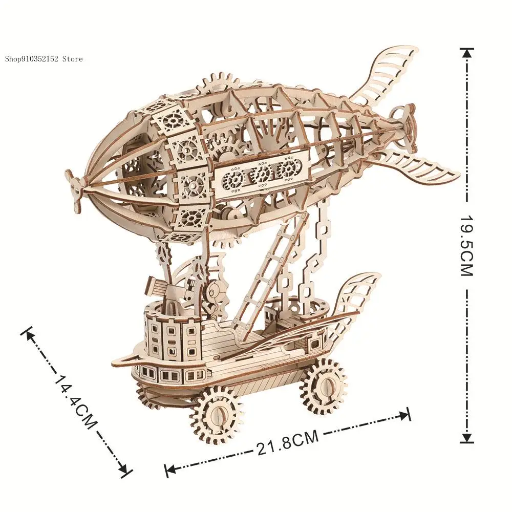 3D Puzzle Board Wooden Puzzle Model Boxed Airship Model Flying Wheels Boat Toy for Children and Boys