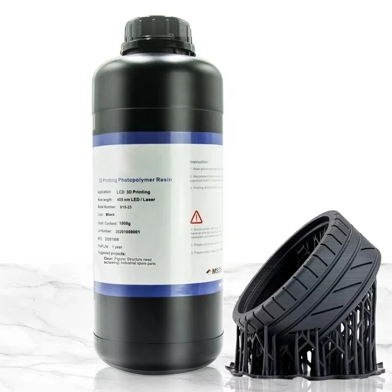 1kg Black UV‑Curing Resin High Hardness Toughness Rigid‑Flex Property for Industrial 3D Prototype Parts