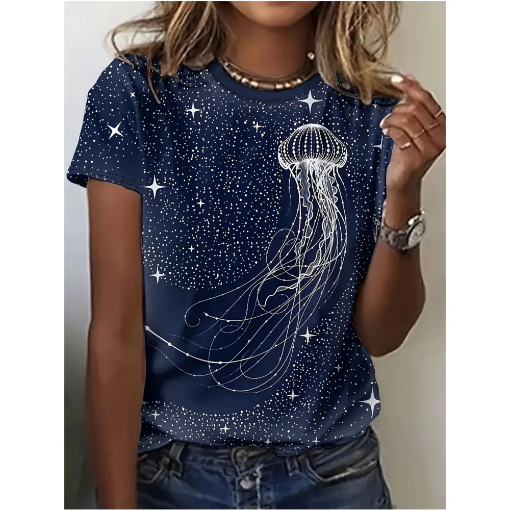 Jellyfish Women's T-Shirts Fashion Characters Cute 3d Print T-Shirt Casual Harajuku Short Sleeves Top O Neck Female Clothing