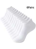 6 pairs of socks men's solid color spring/summer men's sports short summer thin anti odor and sweat absorbing boat socks women's