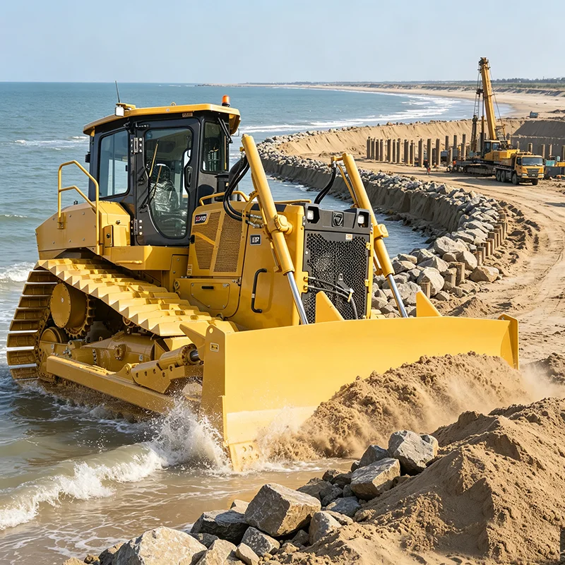 Crawler Dozer with Angle Blade Hydraulic Bulldozer for Road Construction Work