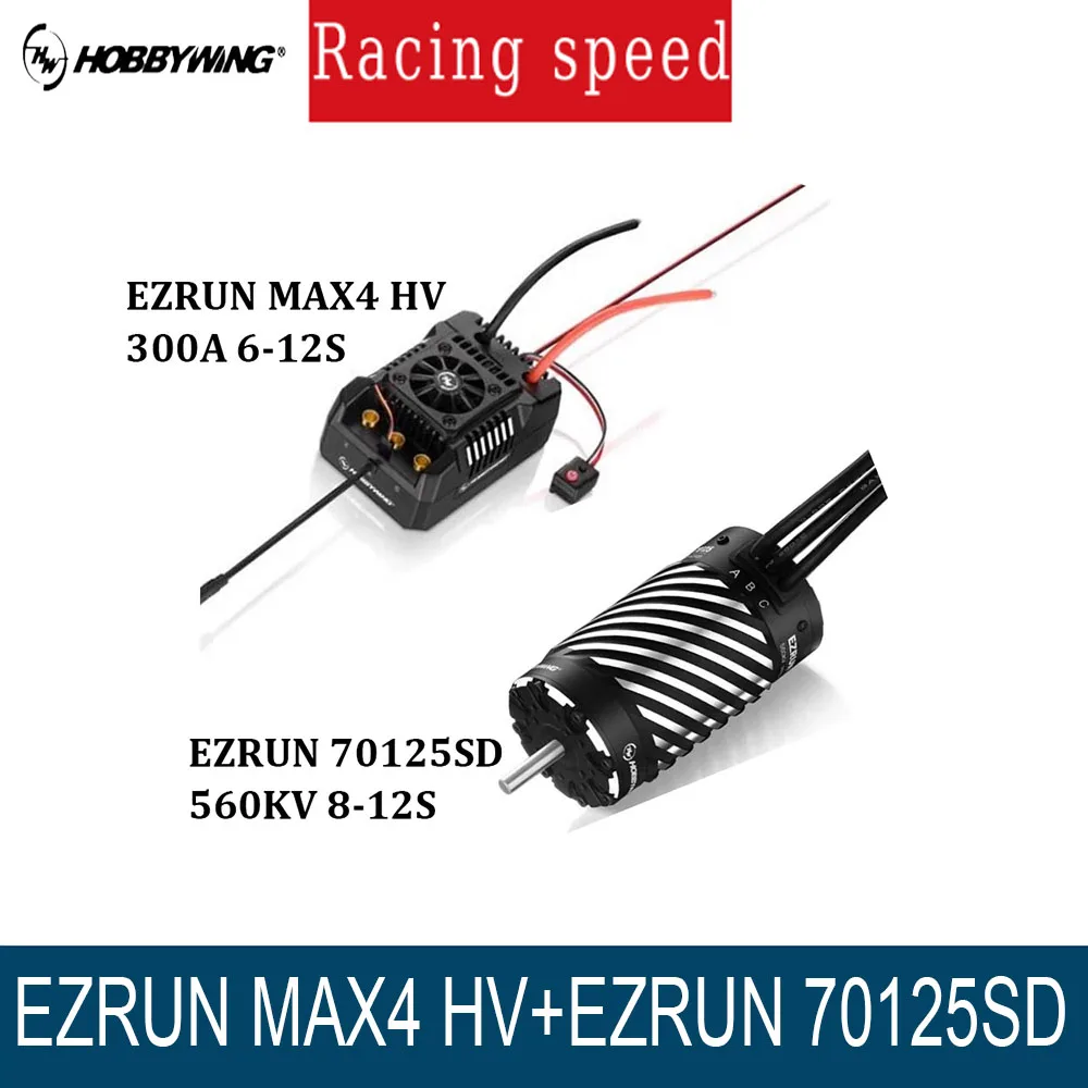 

Hobbywing EZRUN MAX4 HV 300A 6-12S Бесщеточный ESC 70125SD KV560 8-12S 4-полюсный бесщеточный двигатель с датчиком Combo для 1/5 RC Trucks Car