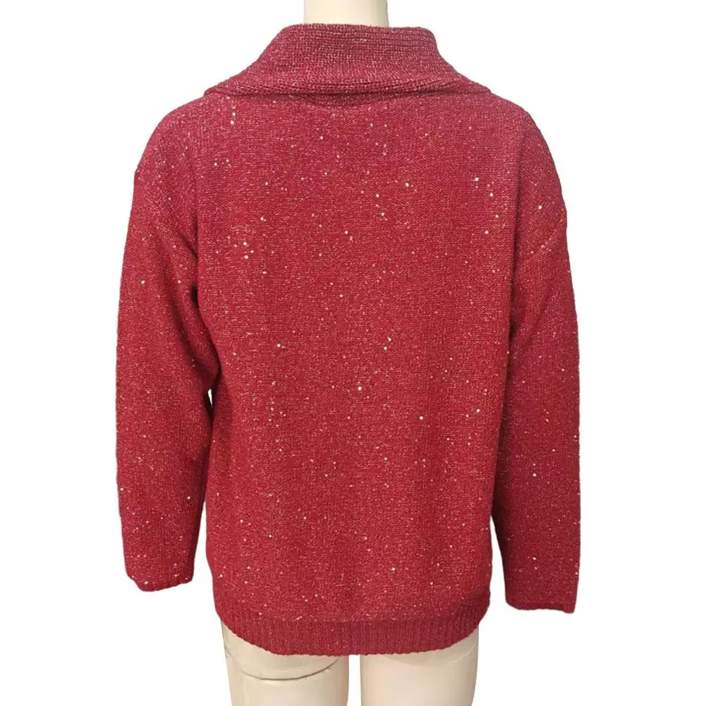 موضة كومة طوق كم طويل البلوز المرأة بلوزة فضفاضة غير رسمية المرأة الخريف بلوفر شتوي بلايز عادية الحياكة القمم #2